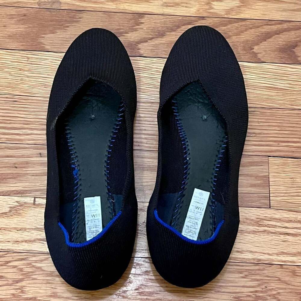 Rothy's The Point Black Pointed Toe Flats Size 11 Insoles Missing Slip On